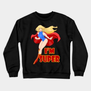 Woman Super Hero Flying With Cape Crewneck Sweatshirt